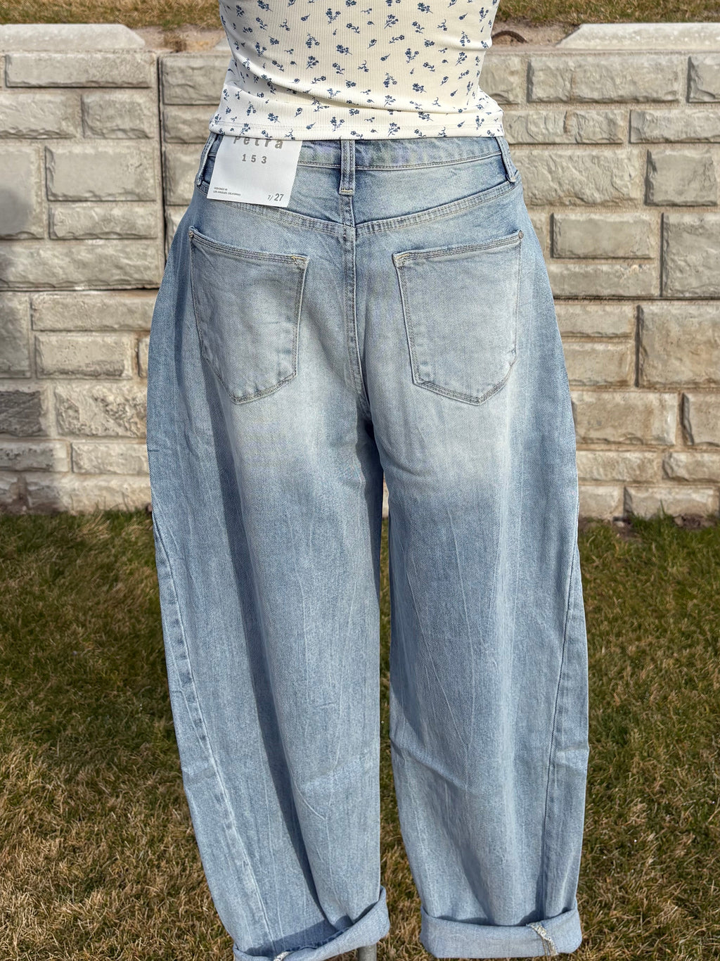 High rise comfort barrel jeans
