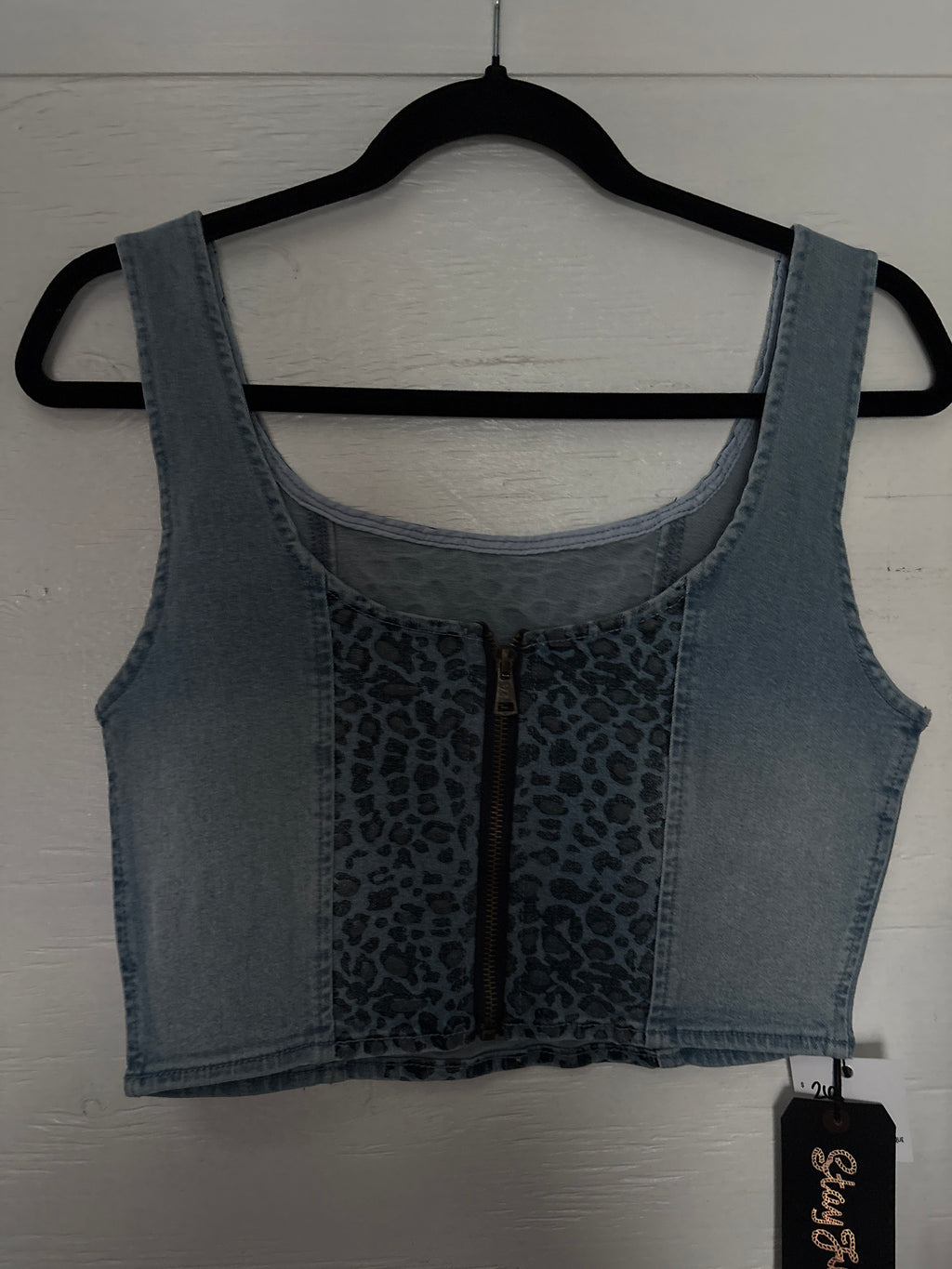 Leopard denim tank