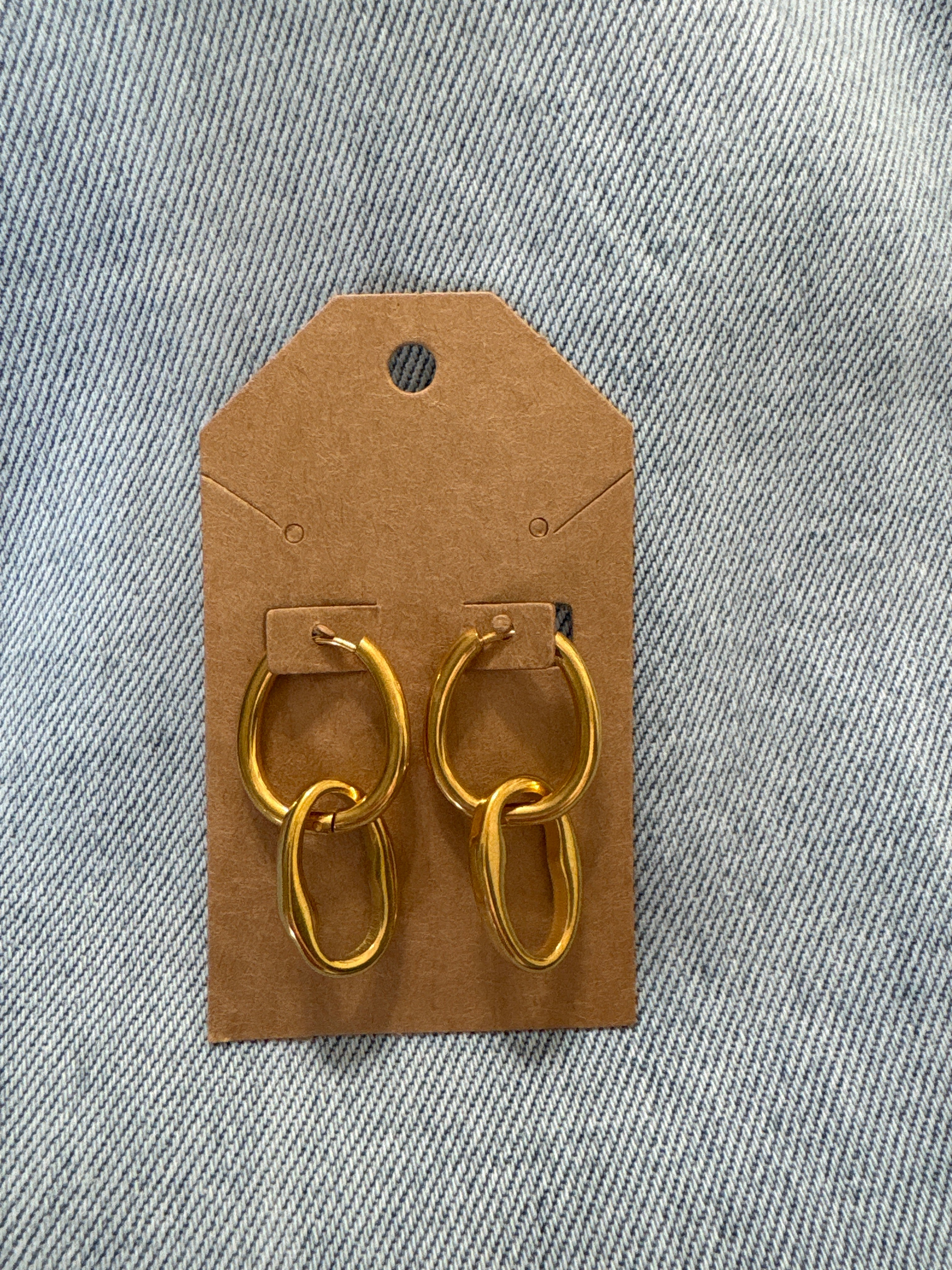 Oval interlocking gold earrings