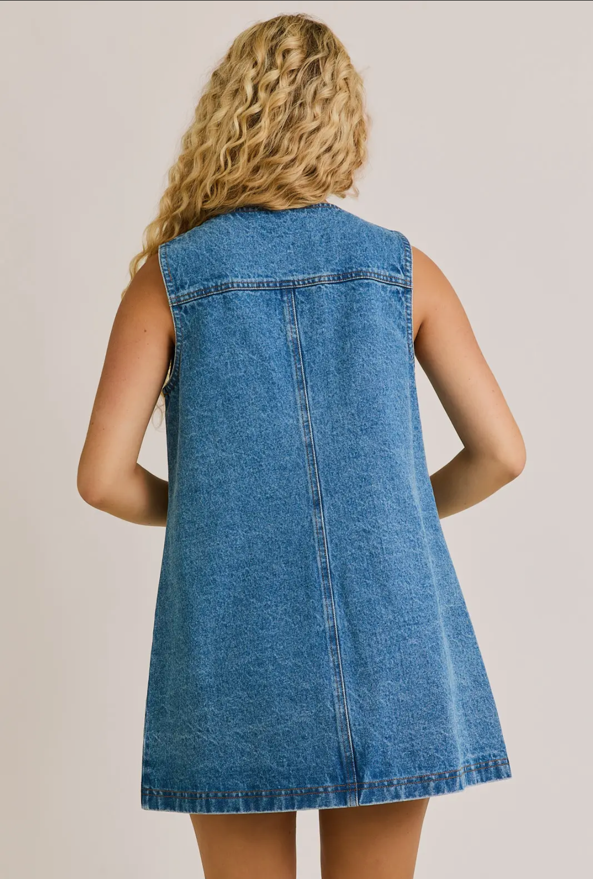 Button front denim dress
