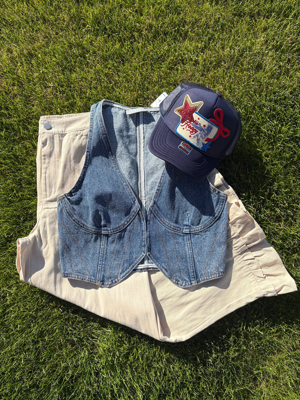 Denim crop vest