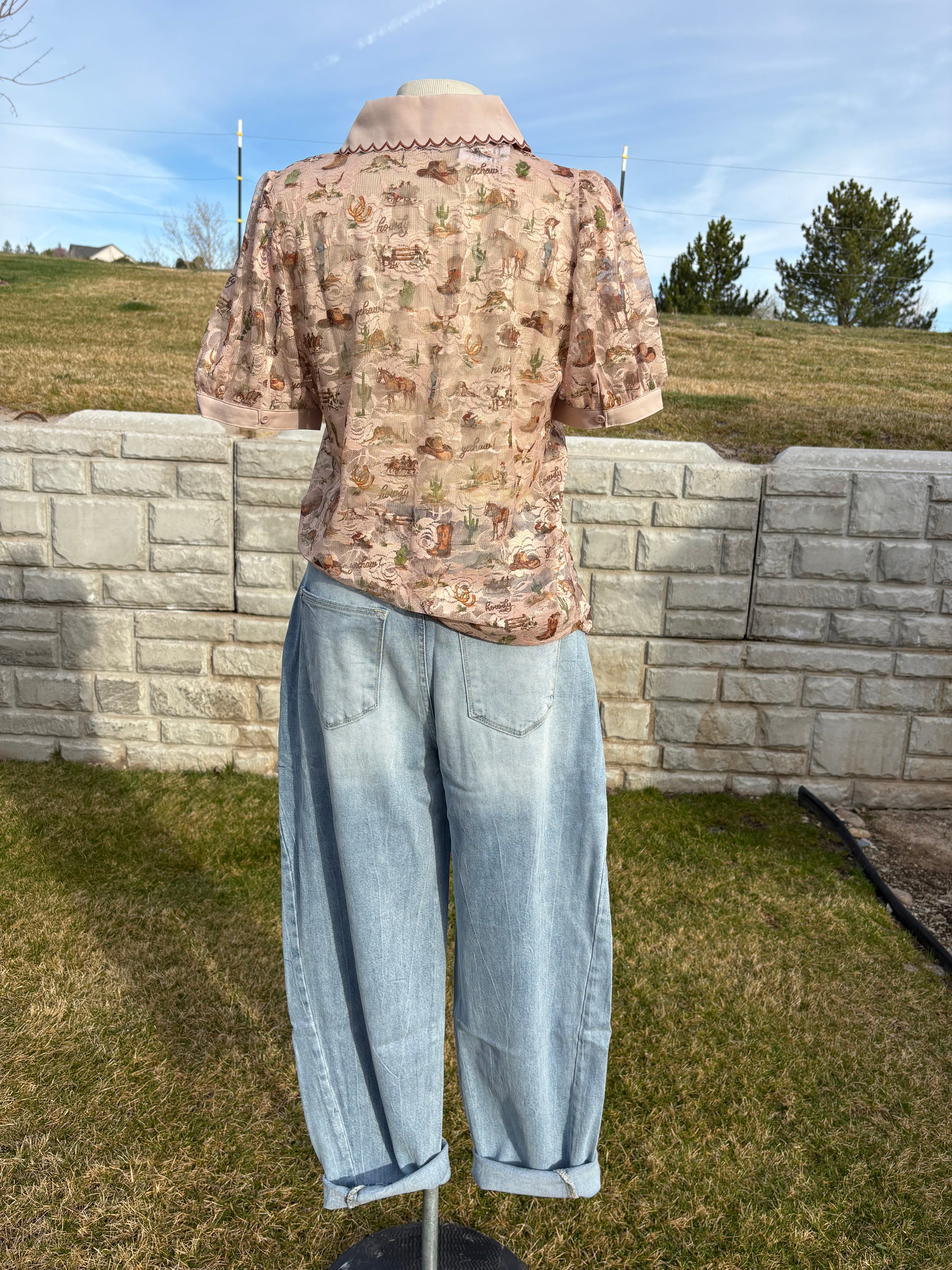 High rise comfort barrel jeans