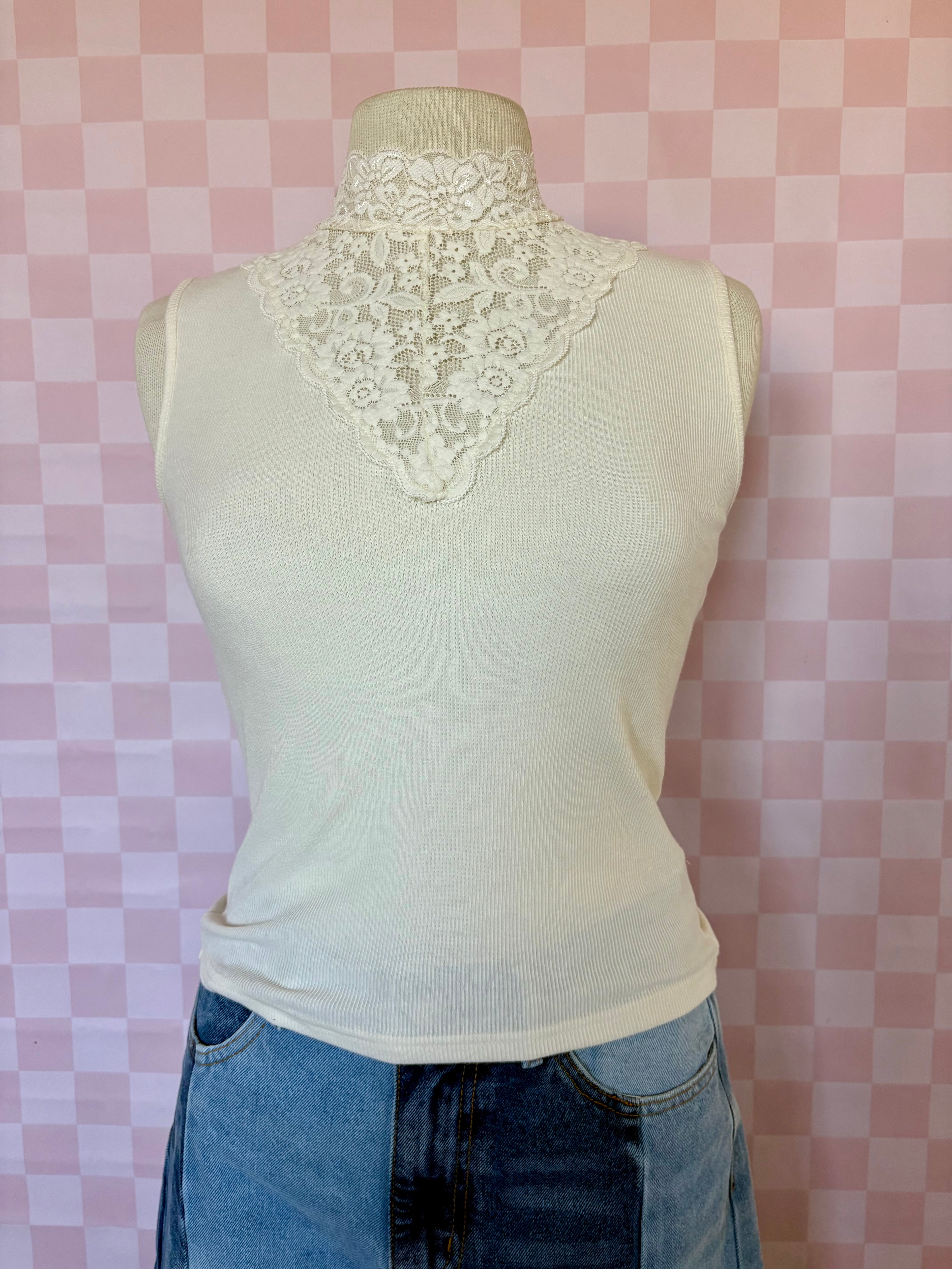 Lace detail tank top