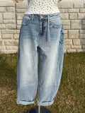 High rise comfort barrel jeans