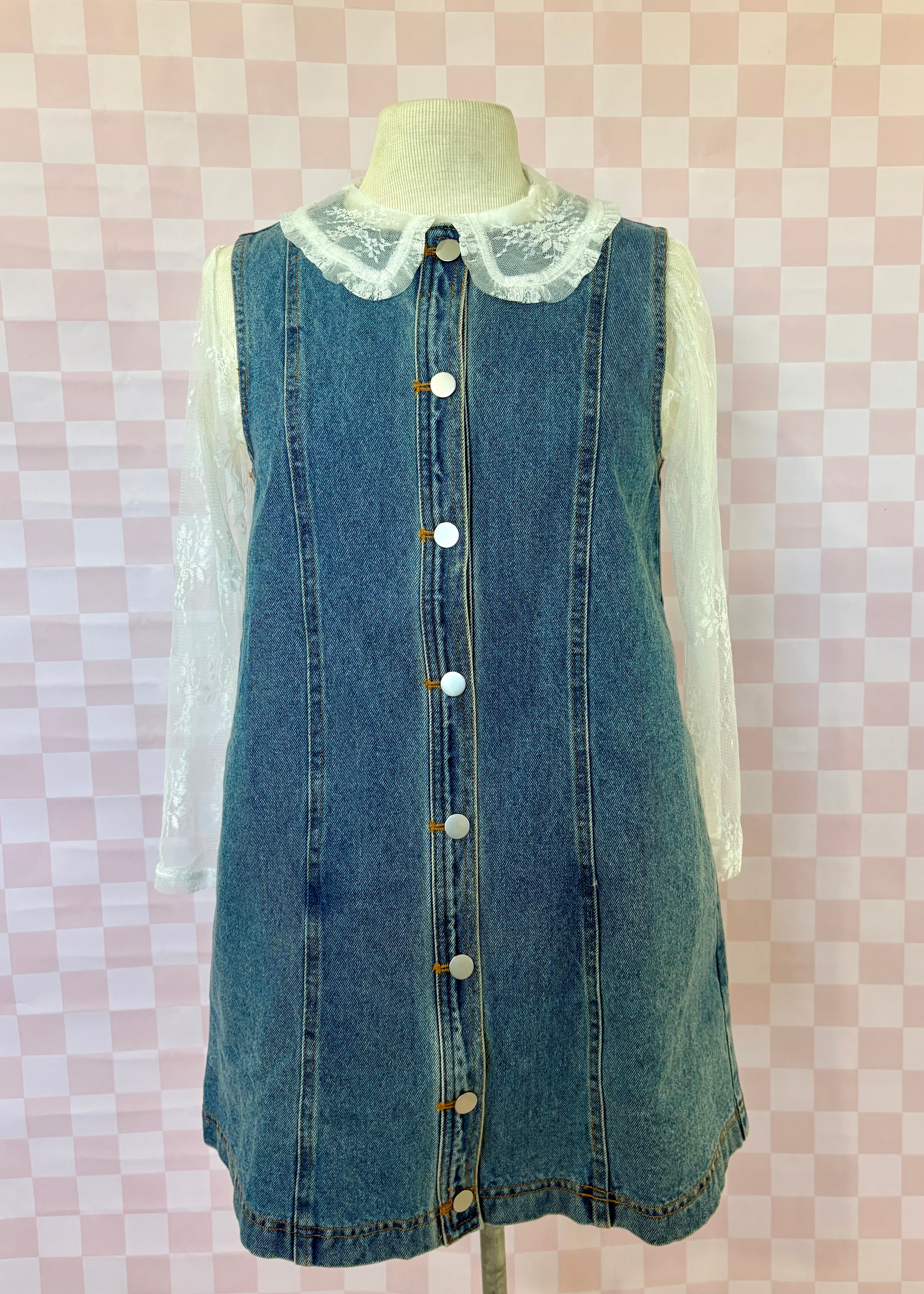 Button front denim dress
