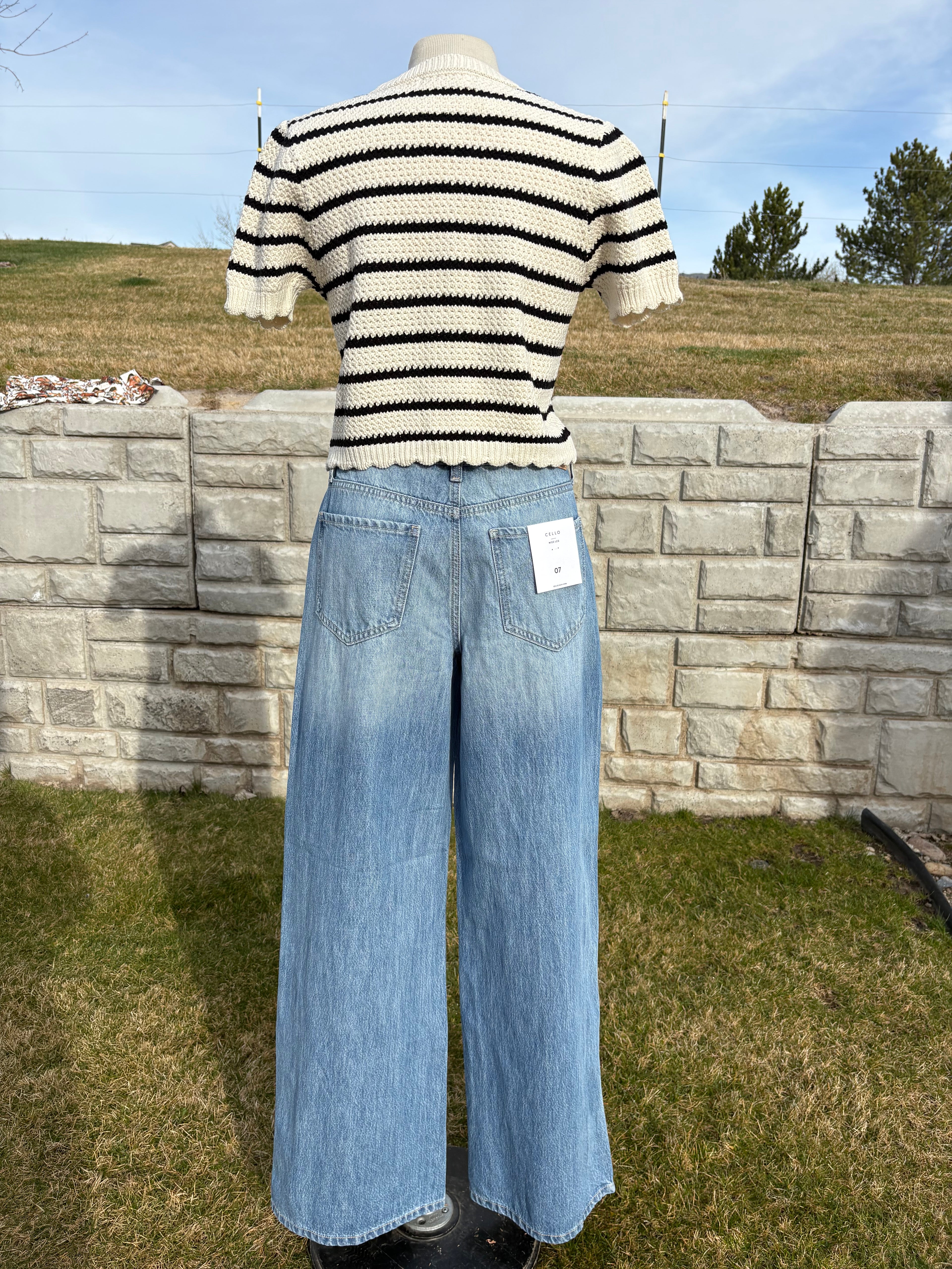 High Rise Wide Leg Jeans with Side Buttons